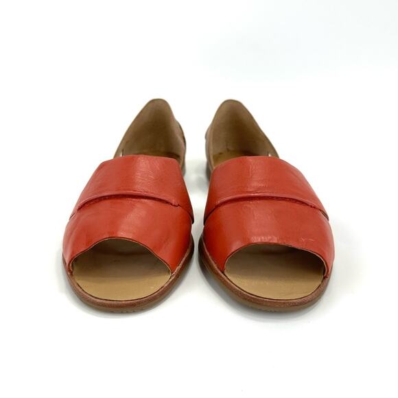 Franco Sarto Vivace Flat Sandal Sz 9.5 Orange & Tan Leather Open Toe Padded New - Picture 13 of 14